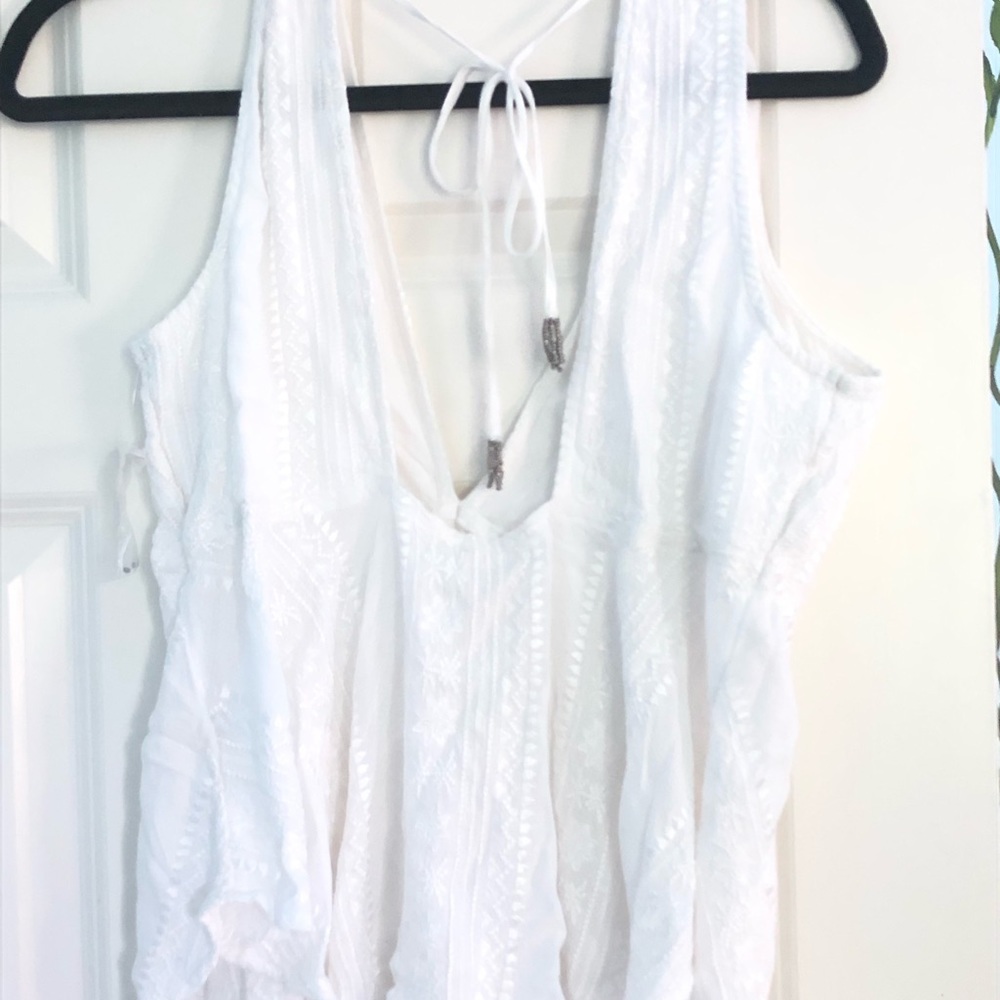FREE PEOPLE women’s white deep v neck backless top - Picture 2 of 2
